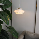 Lámpara colgante de 1 luz de doble capa con pétalos de cristal de lujo de estilo francés